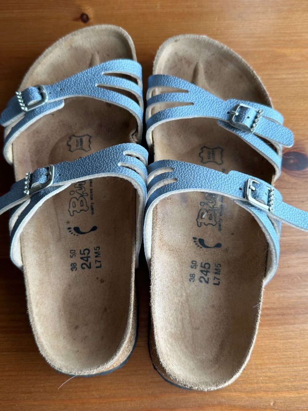 EUC Birkenstock Birki's Silver Metallic Crystal Buckle Granada Sandals - 7/EU 38 - Picture 6 of 12
